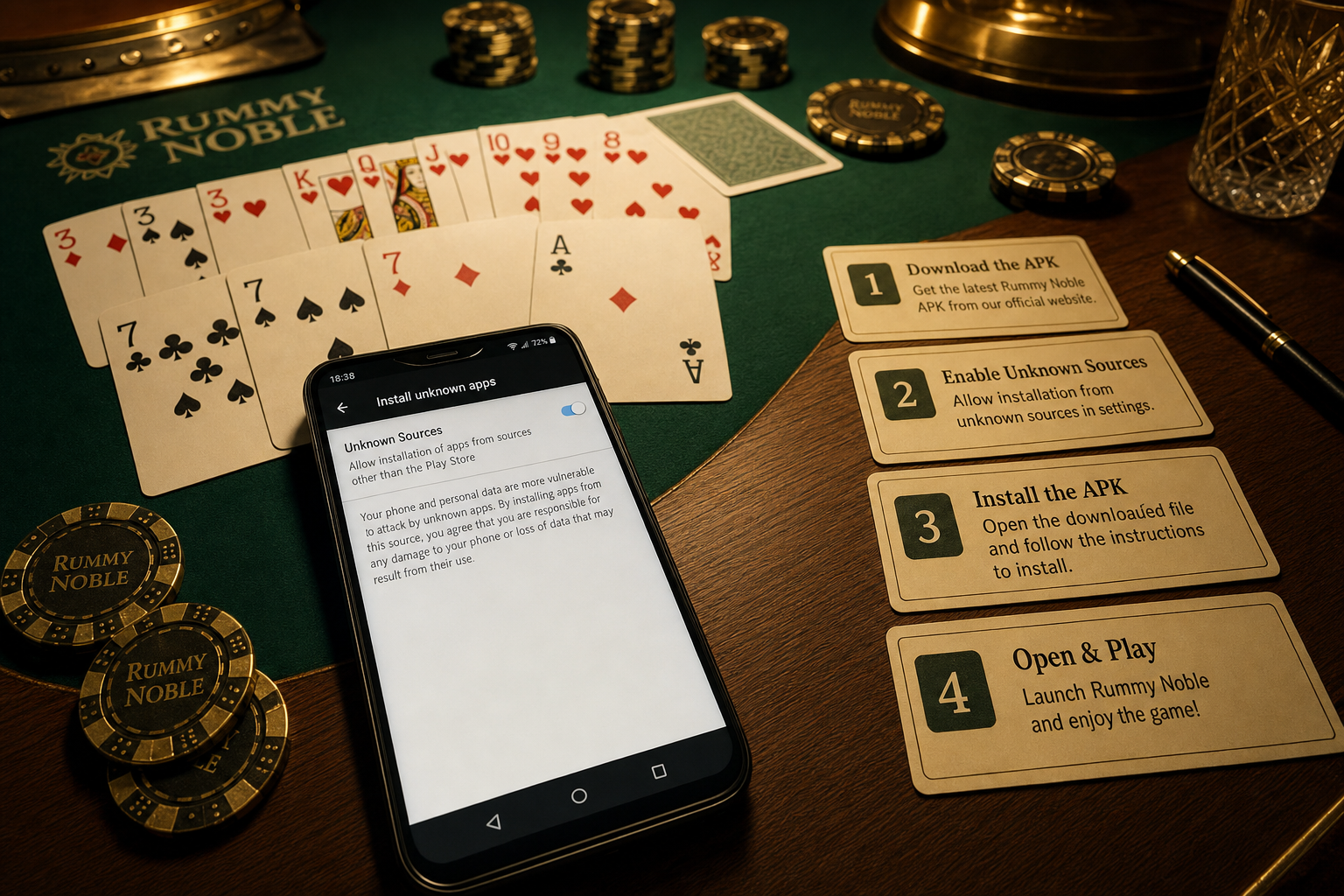 Install permission desk with realistic Android device cues for Rummy ऐप इंस्टॉल और OTP Problem Fix | APK सुरक्षा Desk